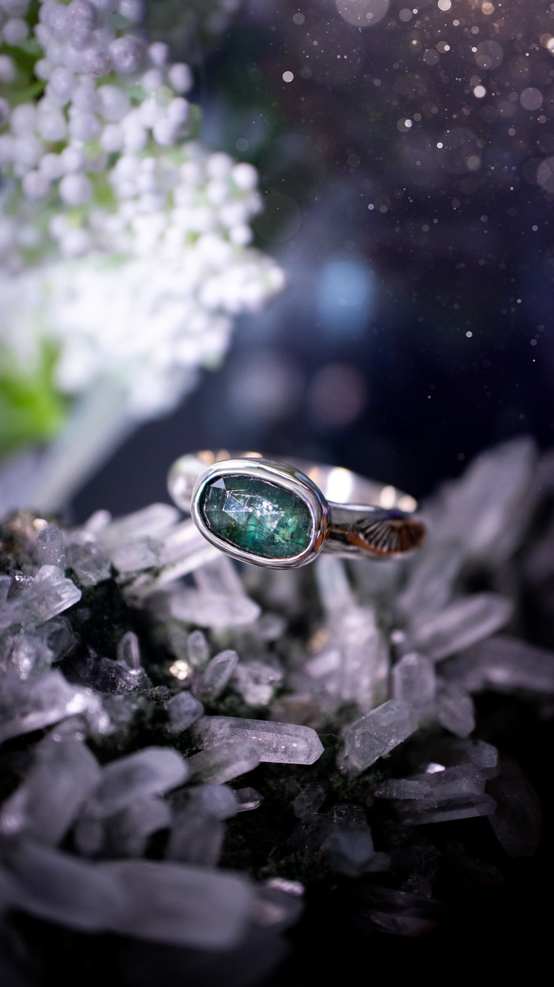 Made to Order - One of a kind, teal kyanite stacking ring