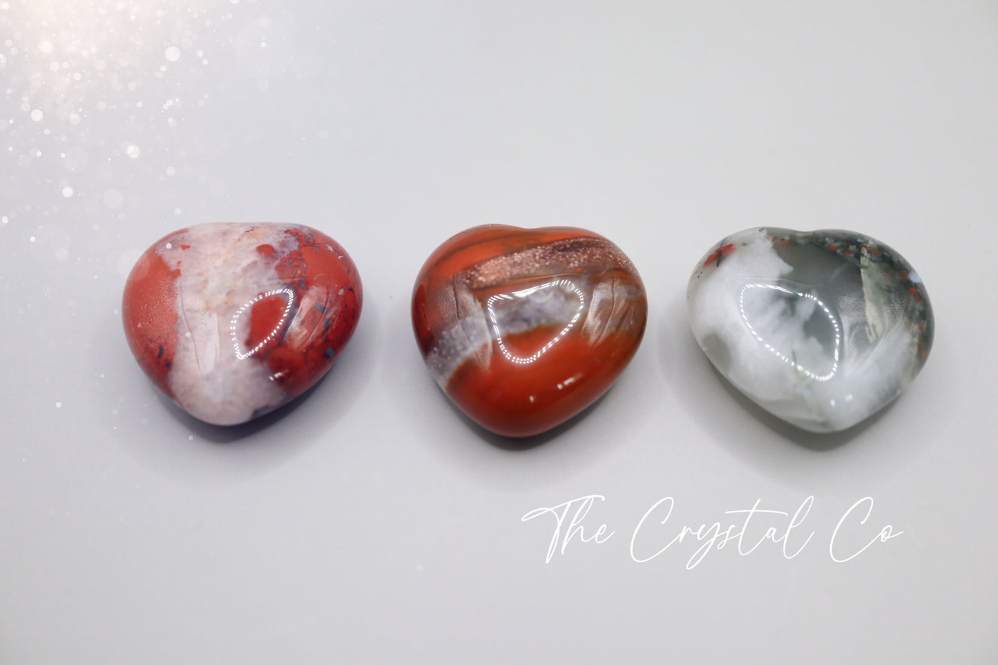 Beautiful, African Bloodstone puffy mini hearts. Beautiful red speckles, and gorgeous patterns. Approximately: Height 3 cm, Width 3 cm, Depth 1.5 cm Average weight: 20 grams each. Ideal as pocket crystal and little gifts for crystal lovers.