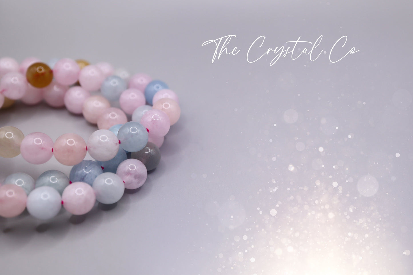 Beautiful Morganite Bracelet - Beryl Bracelet with Morganite, Aquamarine and Heliodor, Beaded Crystal Bracelet 8mm - 9mm beads on strong elastic beading string. These bracelets are full of beautiful colours that bring calmness and tranquillity. Ideal for crystal lovers and make ideal gifts for special occasions.