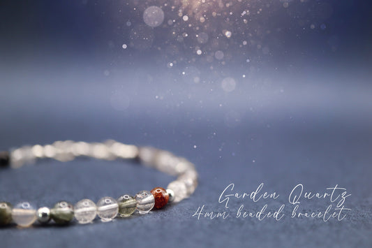 Dainty, Natural Garden Quartz / Lodolite bracelet, 4mm beads - with a choice of Findings - for journeying & manifestation