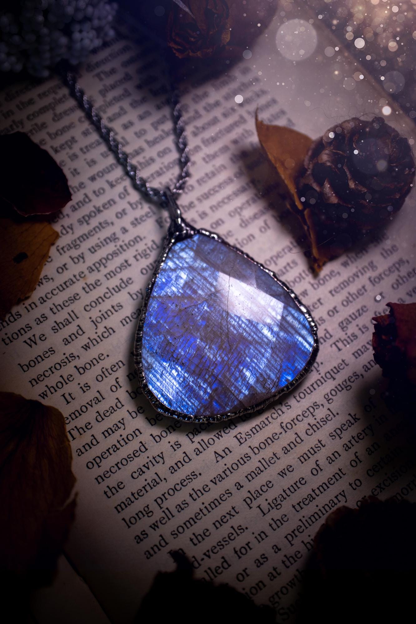 Handmade, rose cut belomorite moonstone, soft soldered pendant necklace - crystal jewellery gifts for her