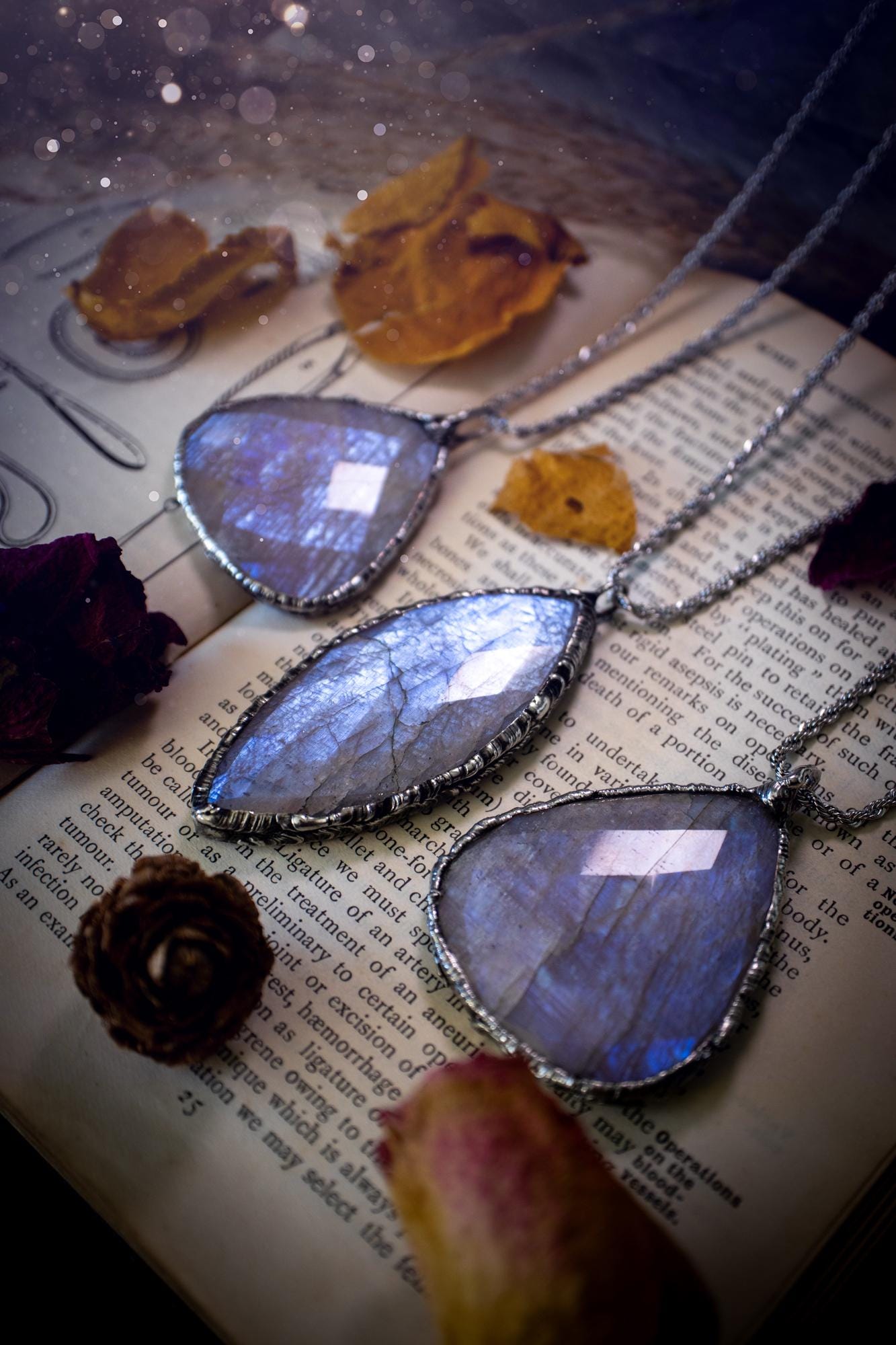 Handmade, rose cut belomorite moonstone, soft soldered pendant necklace - crystal jewellery gifts for her