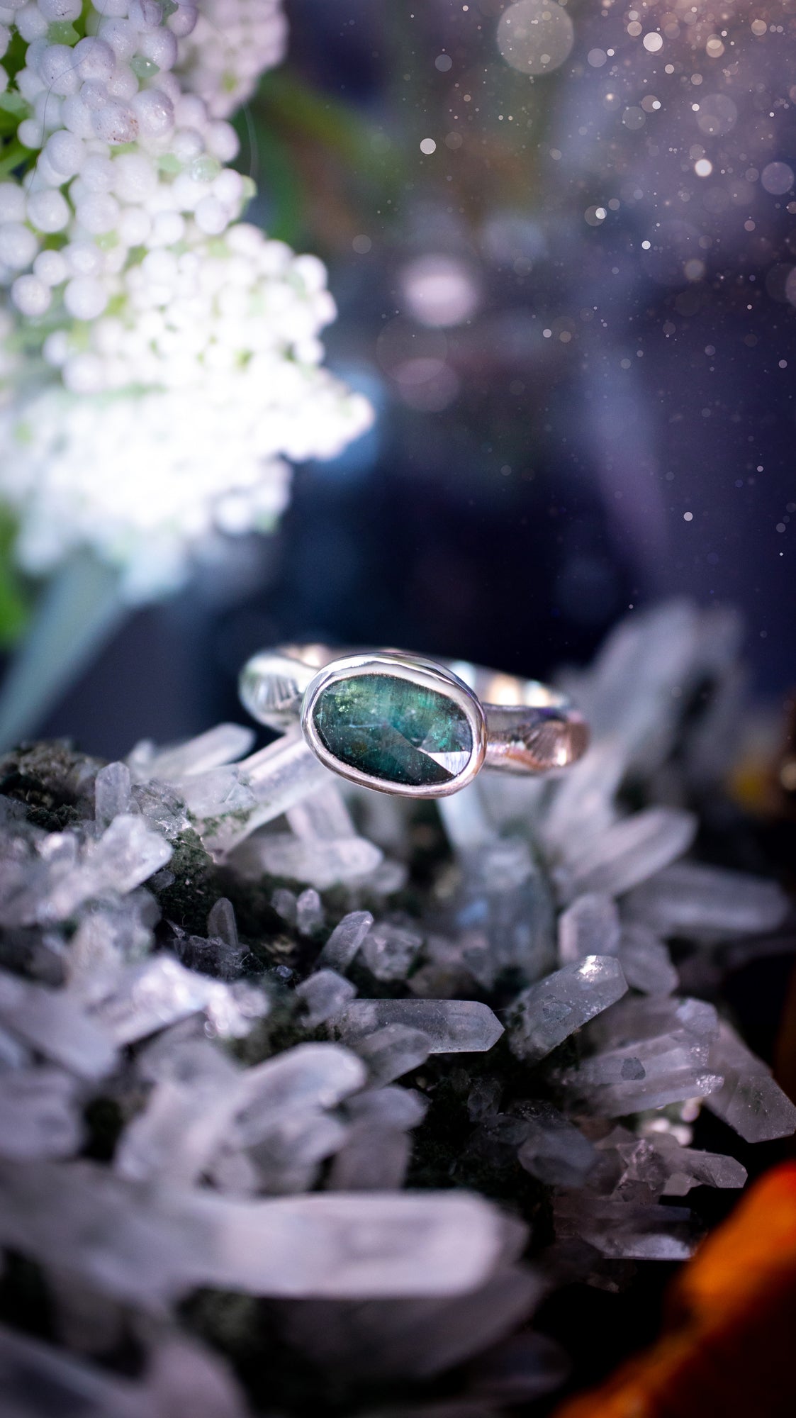 Made to Order - Pick your own stone! - One of a kind, teal kyanite stacking ring