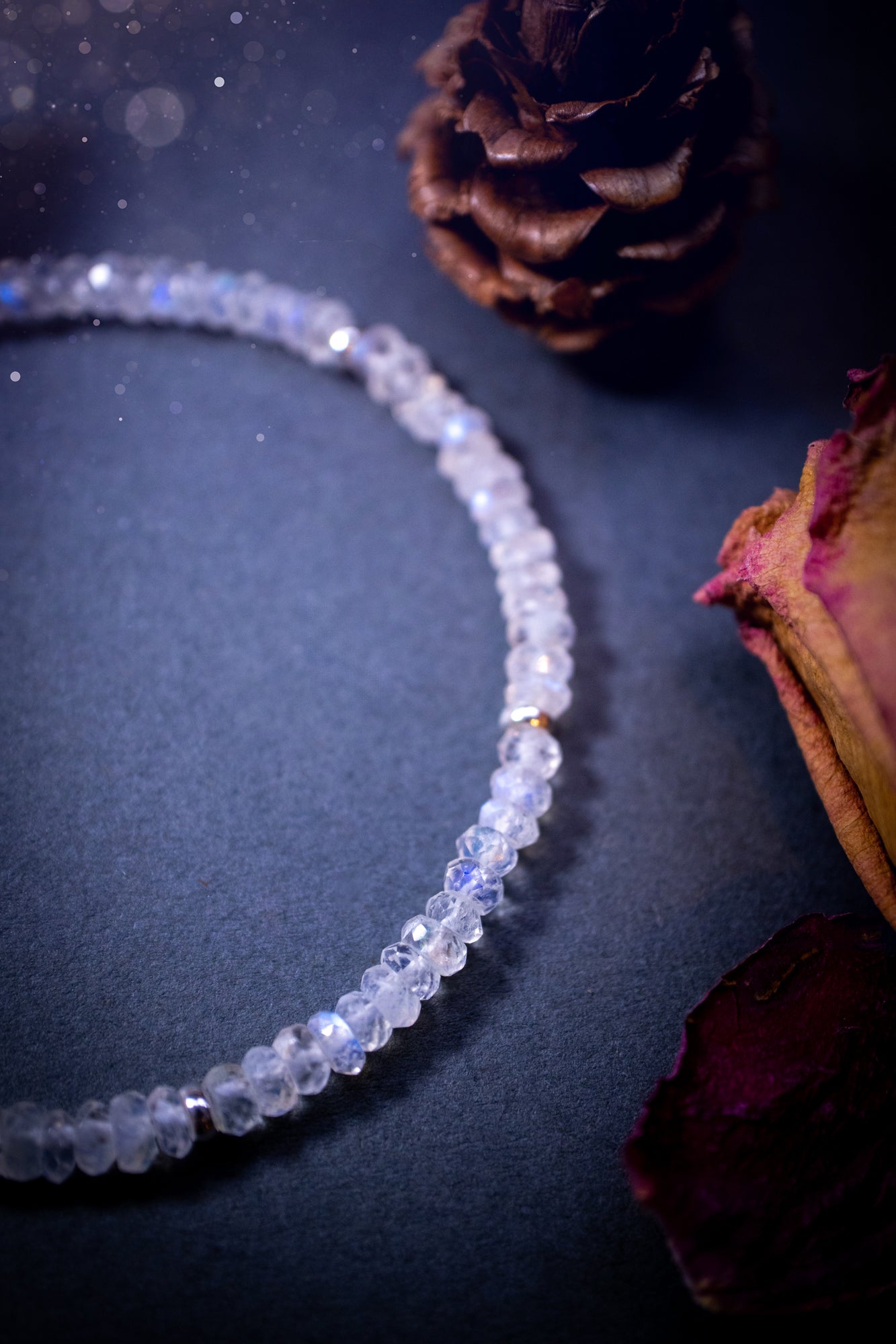 Handmade, made-to-order rainbow moonstone bracelets featuring natural, flashy crystal stones with a captivating play of colours. Each bracelet showcases high-quality, carefully selected moonstone beads with a luminous finish, adding a touch of elegance and natural beauty