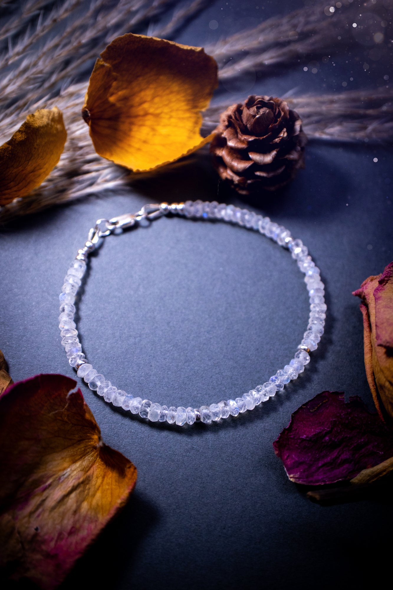 Handmade, made-to-order rainbow moonstone bracelets featuring natural, flashy crystal stones with a captivating play of colours. Each bracelet showcases high-quality, carefully selected moonstone beads with a luminous finish, adding a touch of elegance and natural beauty