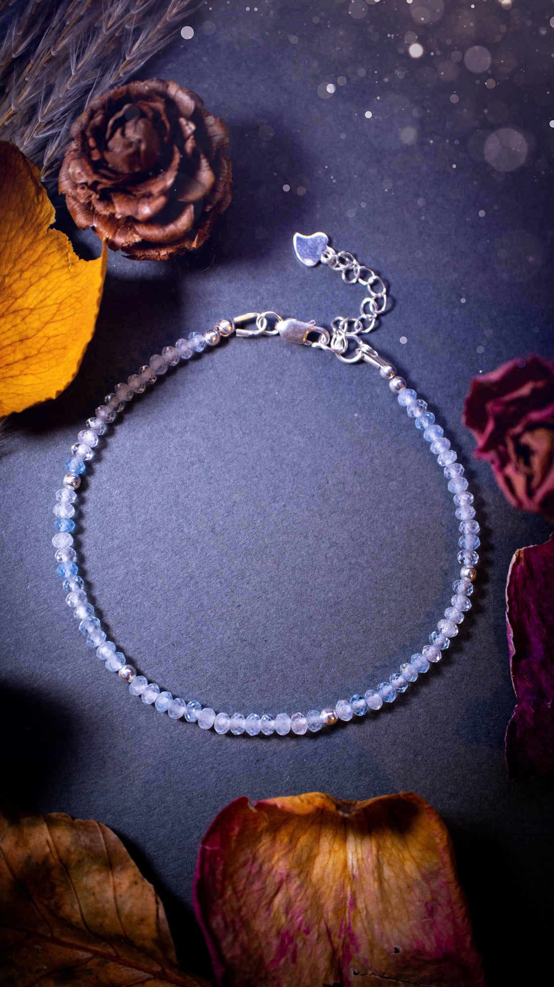 Handmade, made-to-order aquamarine crystal bracelets featuring natural, deep blue stones with a facetted, polished finish. Each bracelet is crafted with high-quality aquamarine beads, symbolizing the March birthstone, and offers a serene, elegant look.