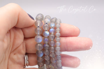 Natural Labradorite Bracelet, Blue, Green and Orange Flash, AAA Quality, Transformation and Self Reflection