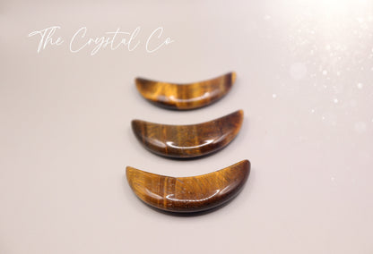 Beautiful Tigers Eye Moon Crystal Carving, Mini Moon for Willpower and Confidence