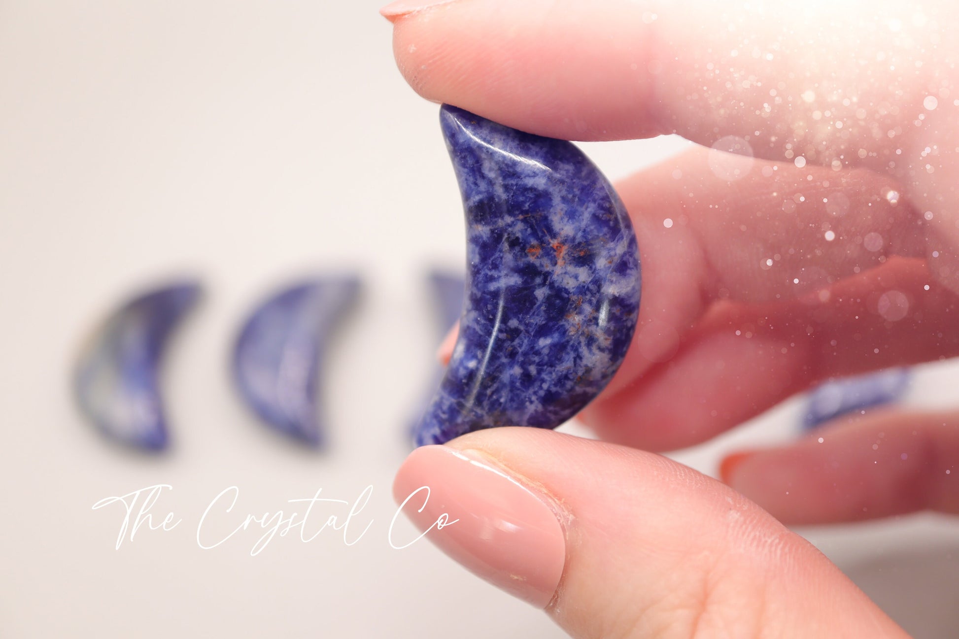 Beautiful Sodalite Moon Crystal Carving, Mini Moon small size for balance and creativity