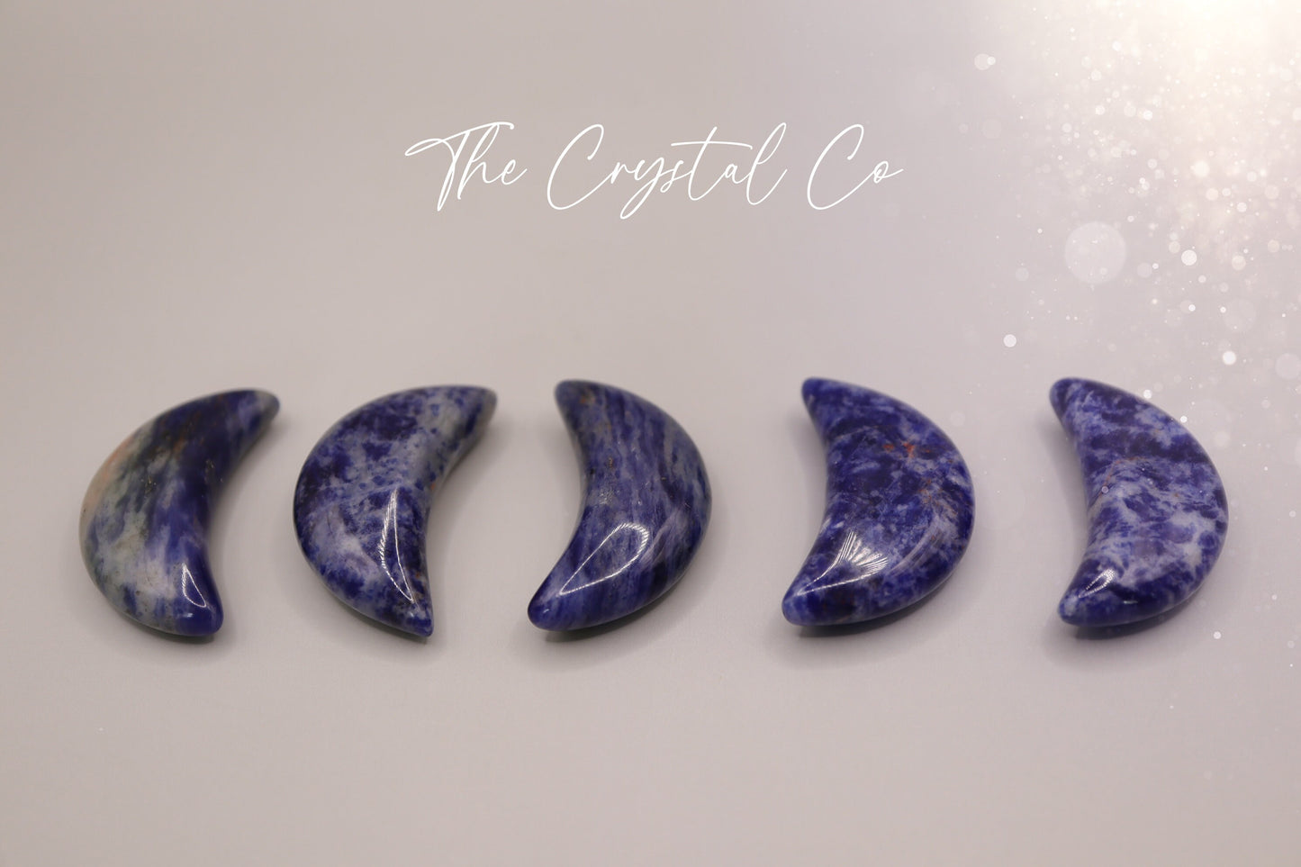 Beautiful Sodalite Moon Crystal Carving, Mini Moon small size for balance and creativity