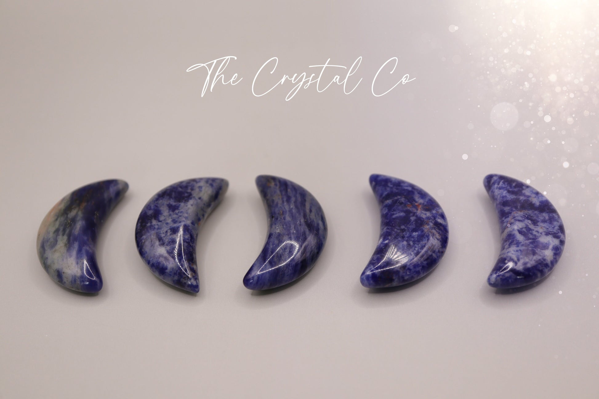 Beautiful Sodalite Moon Crystal Carving, Mini Moon small size for balance and creativity