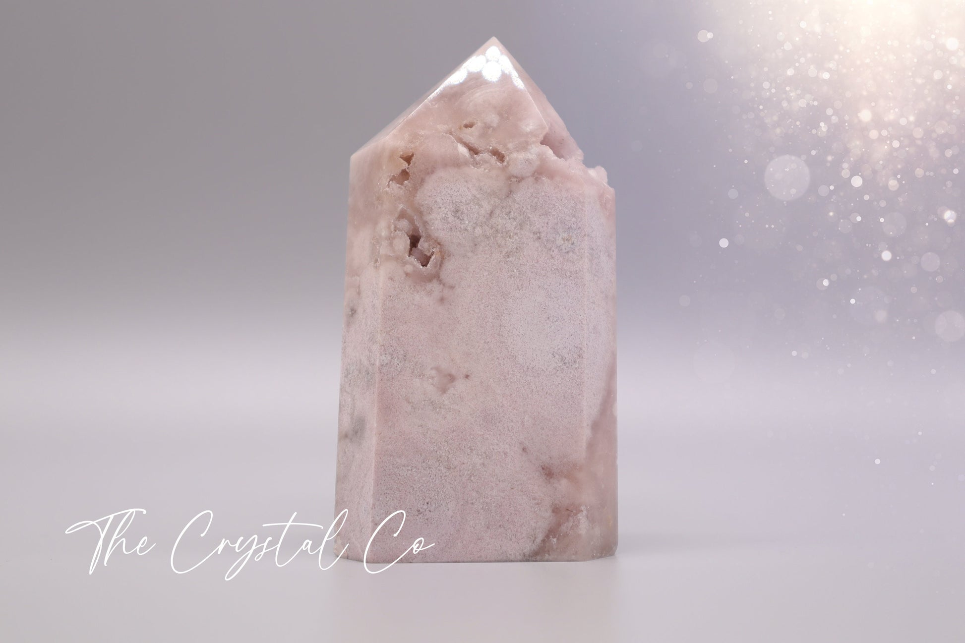 Pink Amethyst and Flower Agate Druzy Large Crystal Tower, Beautiful Crystal Tower