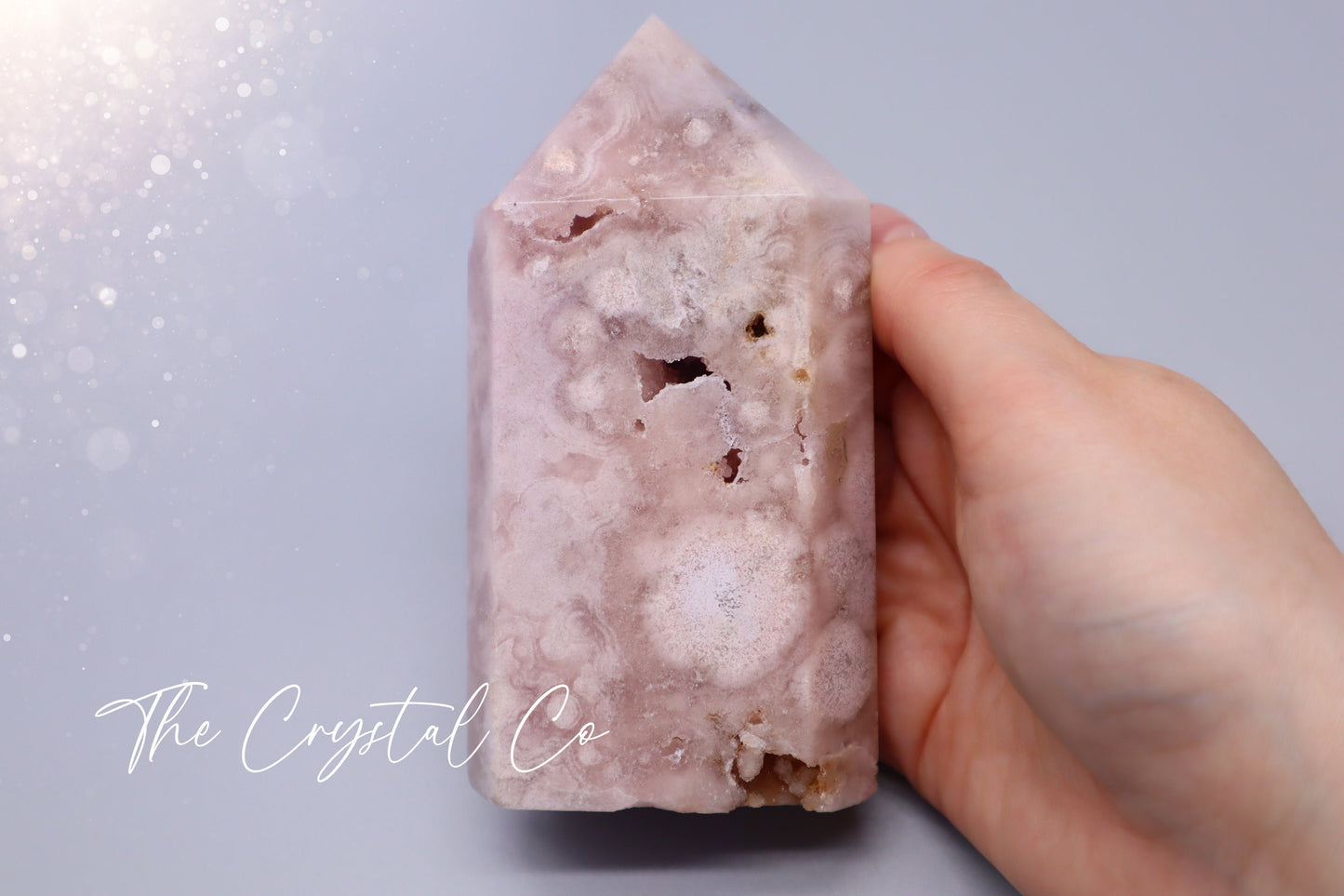 Pink Amethyst and Flower Agate Druzy Large Crystal Tower, Beautiful Crystal Tower