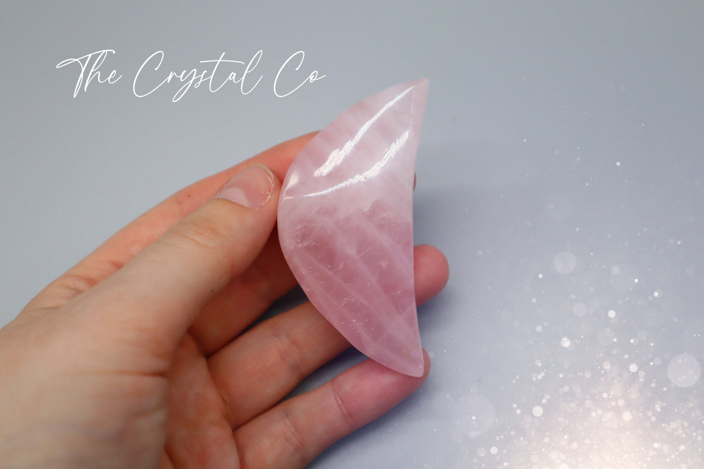 Beautiful Rose Quartz Moon Crystal Carving, Mini Moon Medium size for love & self-esteem