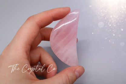 Beautiful Rose Quartz Moon Crystal Carving, Mini Moon Medium size for love & self-esteem