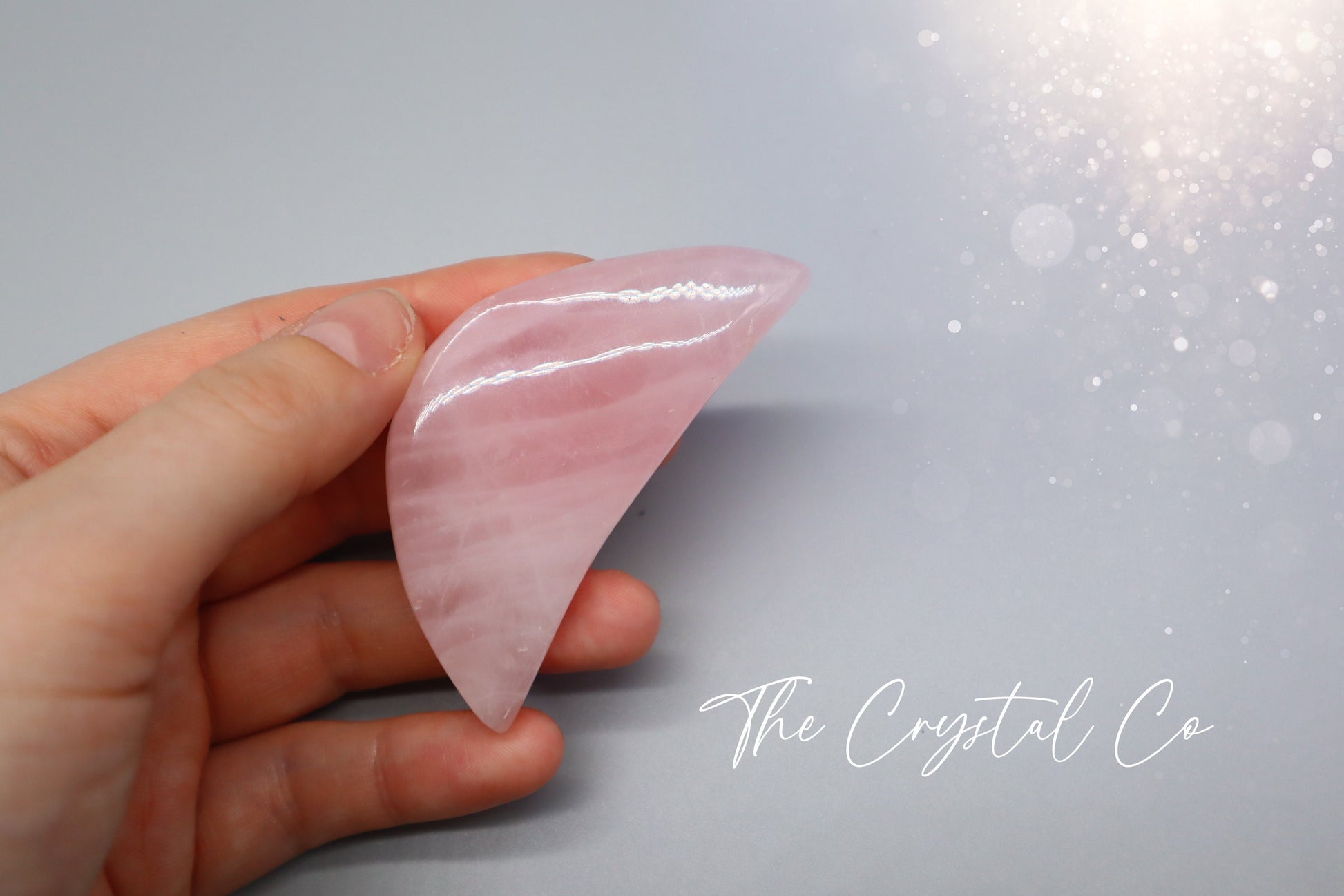 Beautiful Rose Quartz Moon Crystal Carving, Mini Moon Medium size for love & self-esteem