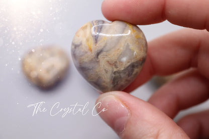 Beautiful, Natural Crazy Lace Agate mini hearts, Crystal Carving for optimism & calmness