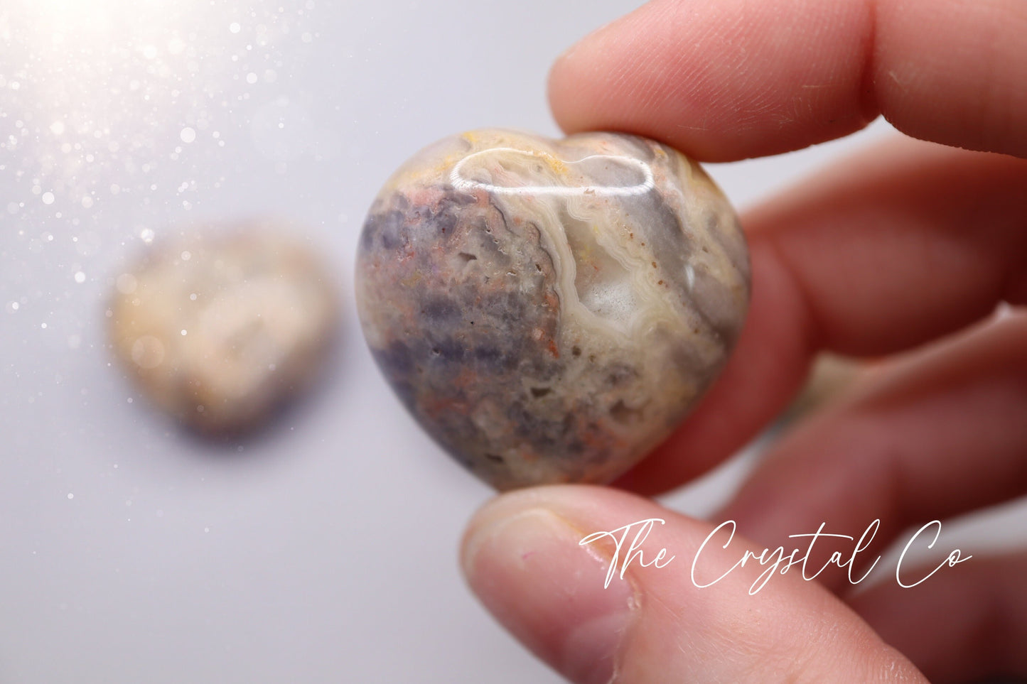 Beautiful, Natural Crazy Lace Agate mini hearts, Crystal Carving for optimism & calmness