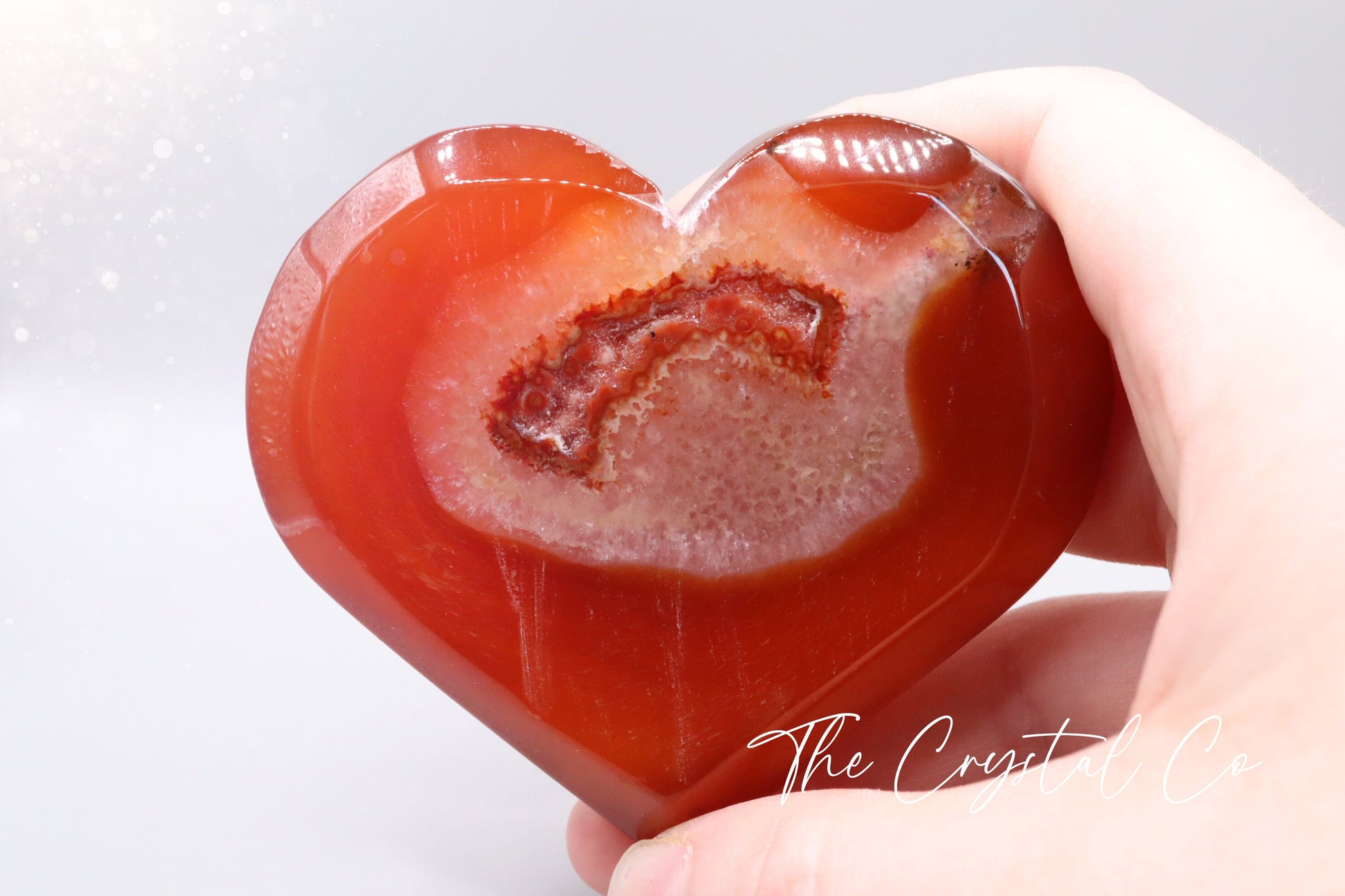 Natural Carnelian Large Heart Carving with Druzy, can be used for Creativity and Motivation