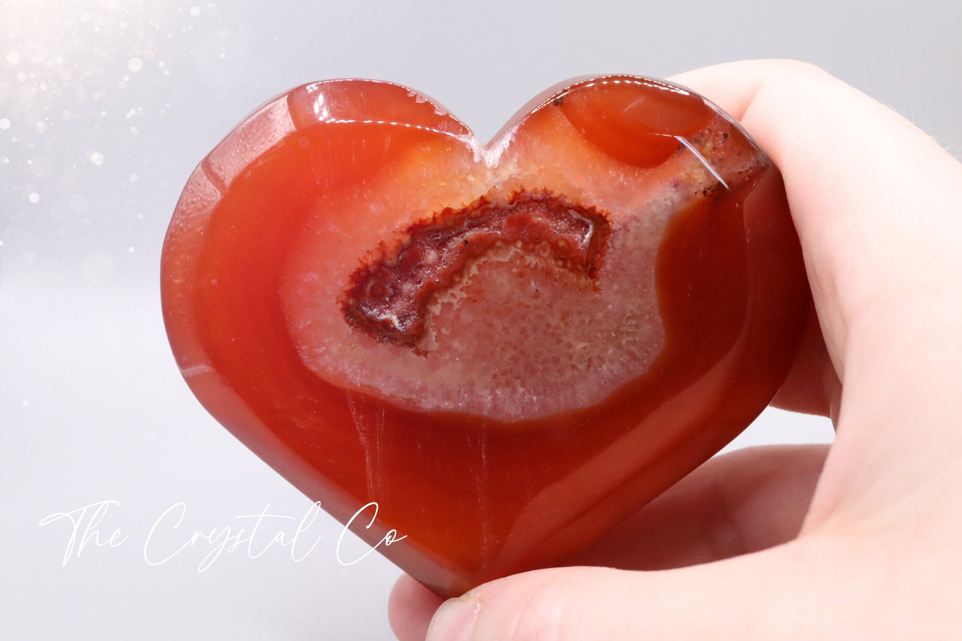 Natural Carnelian Large Heart Carving with Druzy, can be used for Creativity and Motivation