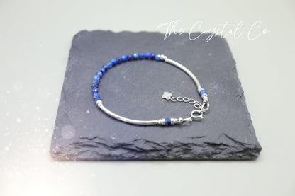 Dainty Beautiful handmade kyanite bracelet with 925 sterling silver tubing, beads and findings for alignment & psychic ability