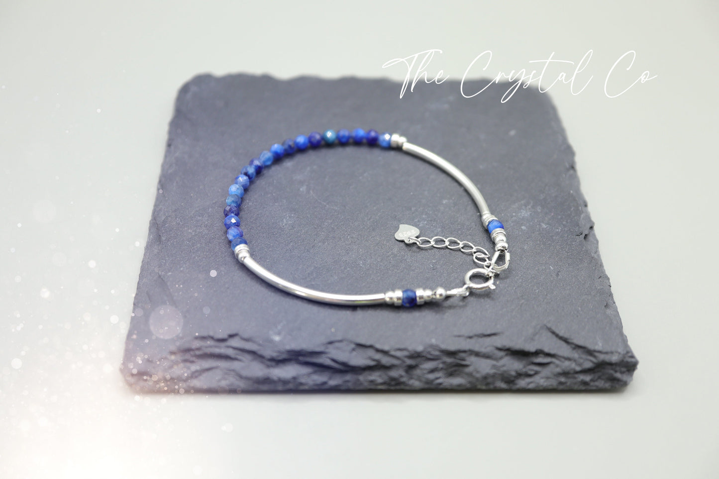 Handmade, sterling silver, deep blue kyanite stacking bracelet. This bracelet is made from high quality kyanite gemstone beads that have been strung on strong yet durable, 49 strand beading wire. Ideal gifts for crystal and jewellery lovers.