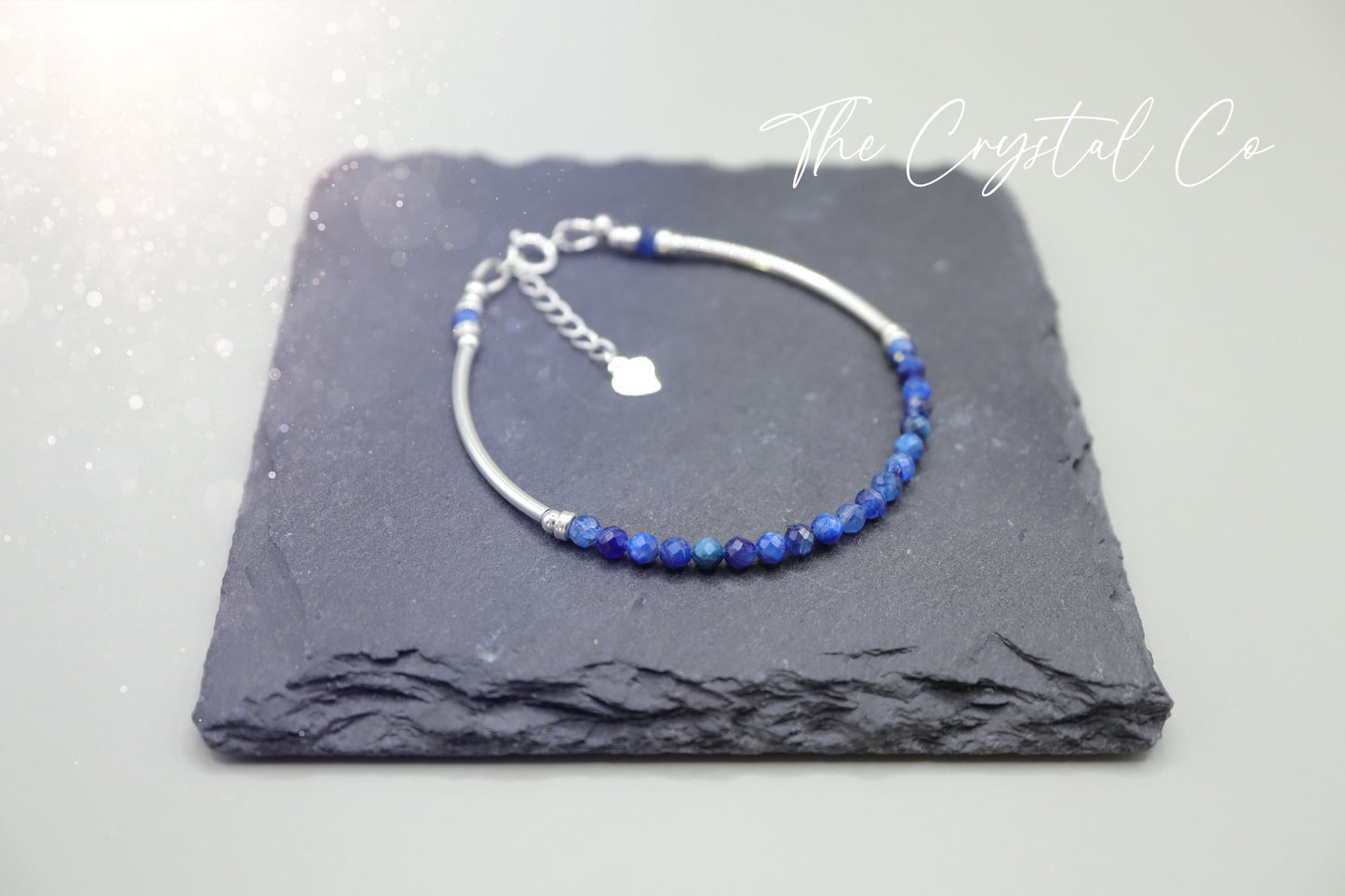 Dainty Beautiful handmade kyanite bracelet with 925 sterling silver tubing, beads and findings for alignment & psychic ability