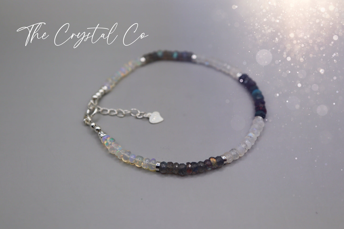 Ethiopian Welo Opal, Labradorite and Rainbow Moonstone dainty bracelet, Gifts for her.