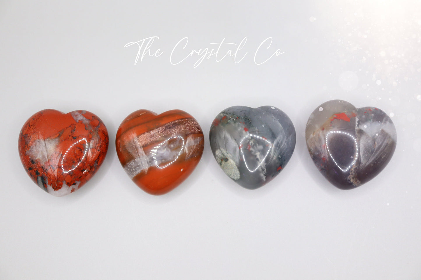 Beautiful, African Bloodstone puffy mini hearts. Beautiful red speckles, and gorgeous patterns. Approximately: Height 3 cm, Width 3 cm, Depth 1.5 cm  Average weight: 20 grams each. Ideal as pocket crystal and little gifts for crystal lovers.