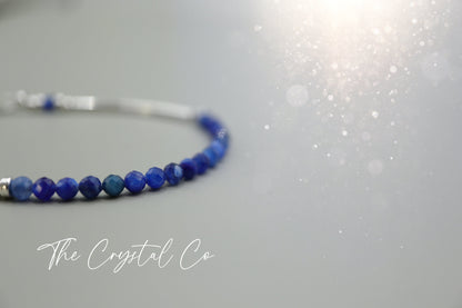 Handmade, sterling silver, deep blue kyanite stacking bracelet. This bracelet is made from high quality kyanite gemstone beads that have been strung on strong yet durable, 49 strand beading wire. Ideal gifts for crystal and jewellery lovers.