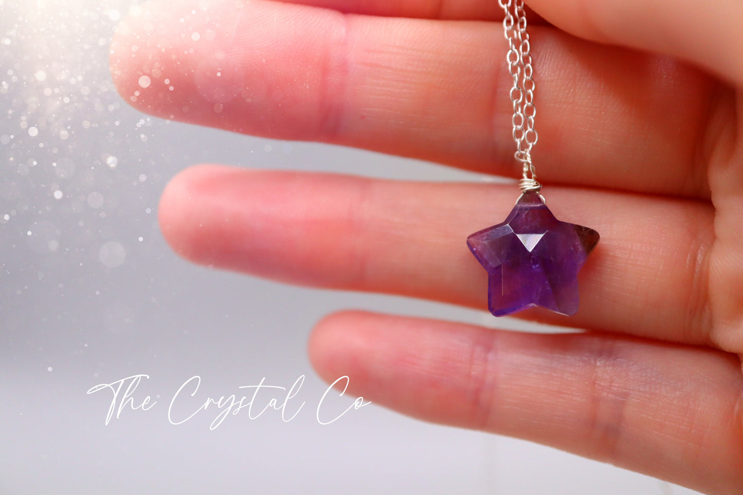 Dainty and Minimal, Natural Amethyst Star Pendant Necklace - February Birthstone