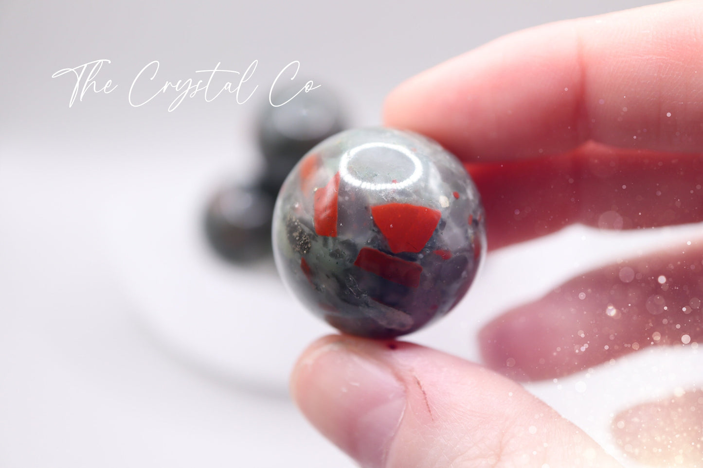 Beautiful, African Bloodstone small and medium pocket spheres. Full of beautiful red speckles, and gorgeous patterns. Some have little inclusions of Pyrite. Ideal as pocket crystals, meditation, and healing. Perfect as little gifts for crystal lovers.