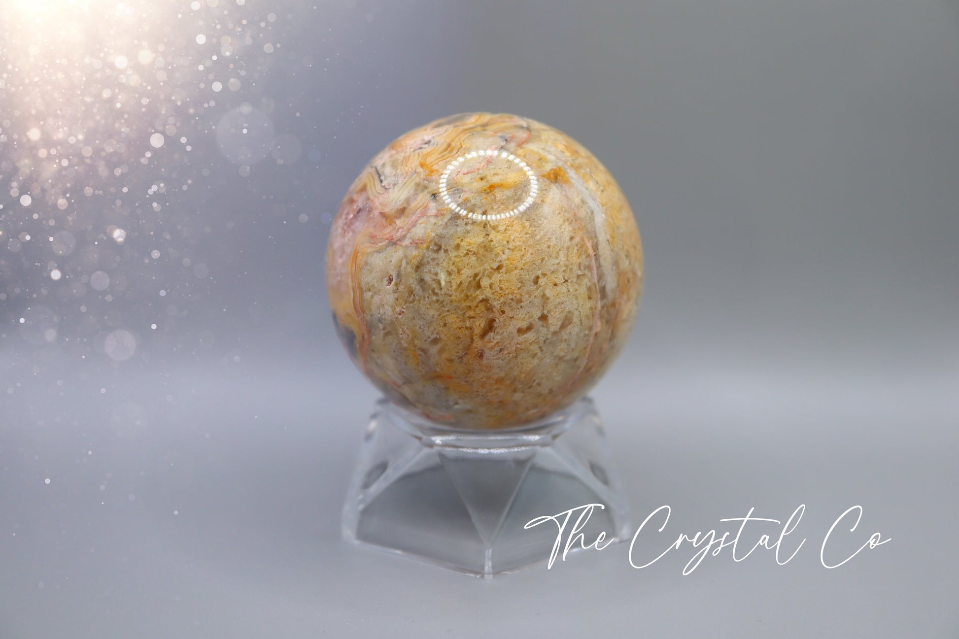 Beautiful, Natural Crazy Lace Agate Large Sphere - Crystal Carving For optimism & calmness