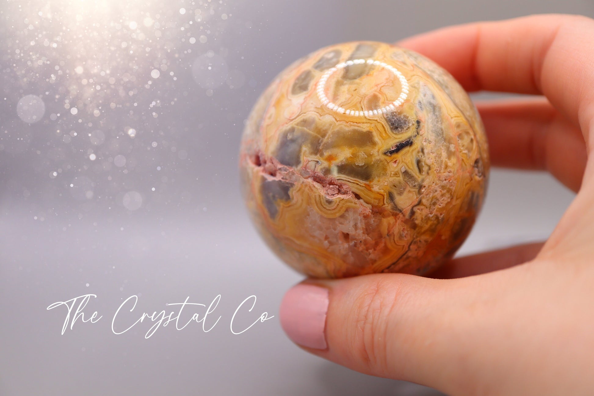 Beautiful, Natural Crazy Lace Agate Large Sphere - Crystal Carving For optimism & calmness