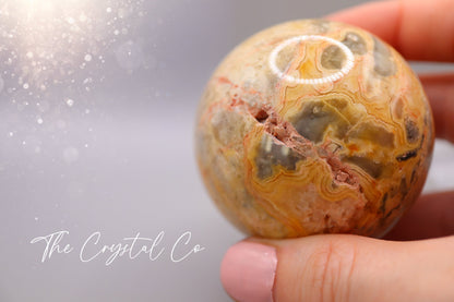 Beautiful, Natural Crazy Lace Agate Large Sphere - Crystal Carving For optimism & calmness