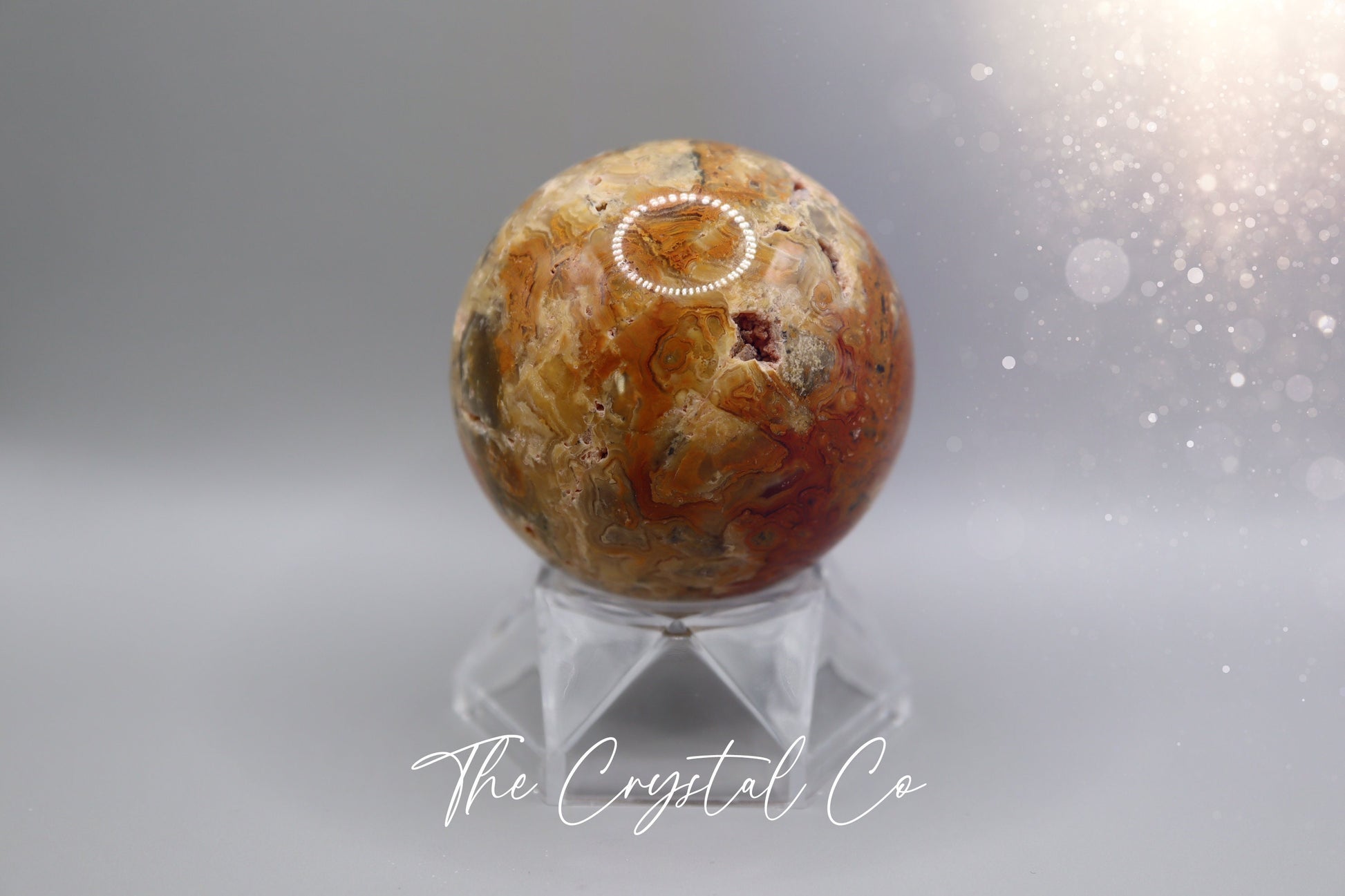 Beautiful, Natural Crazy Lace Agate Large Sphere - Crystal Carving For optimism & calmness