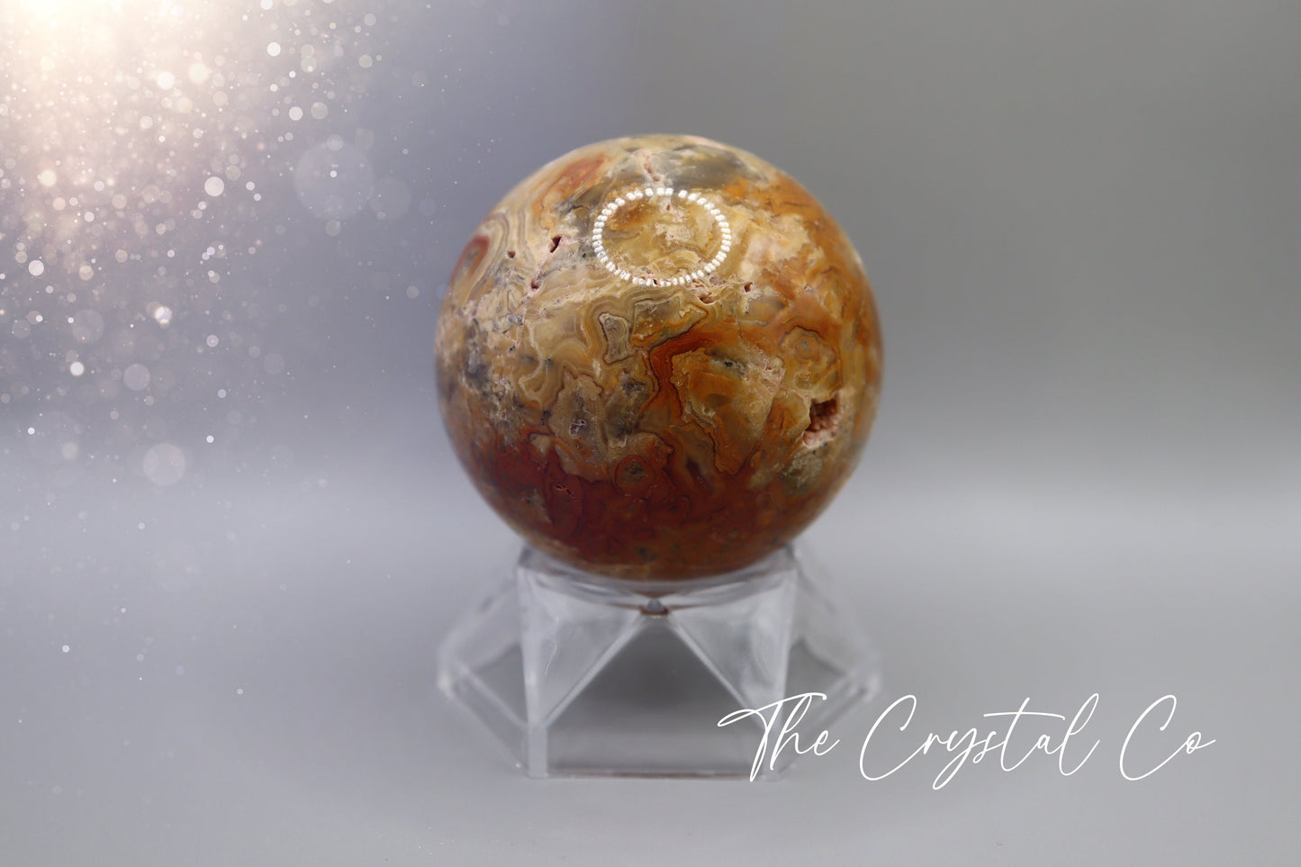 Beautiful, Natural Crazy Lace Agate Large Sphere - Crystal Carving For optimism & calmness