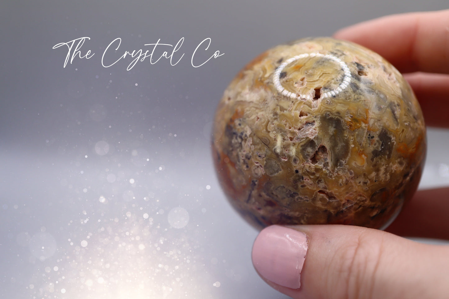 Beautiful, Natural Crazy Lace Agate Large Sphere - Crystal Carving For optimism & calmness