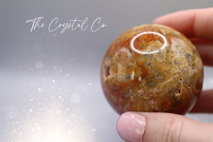 Beautiful, Natural Crazy Lace Agate Large Sphere - Crystal Carving For optimism & calmness