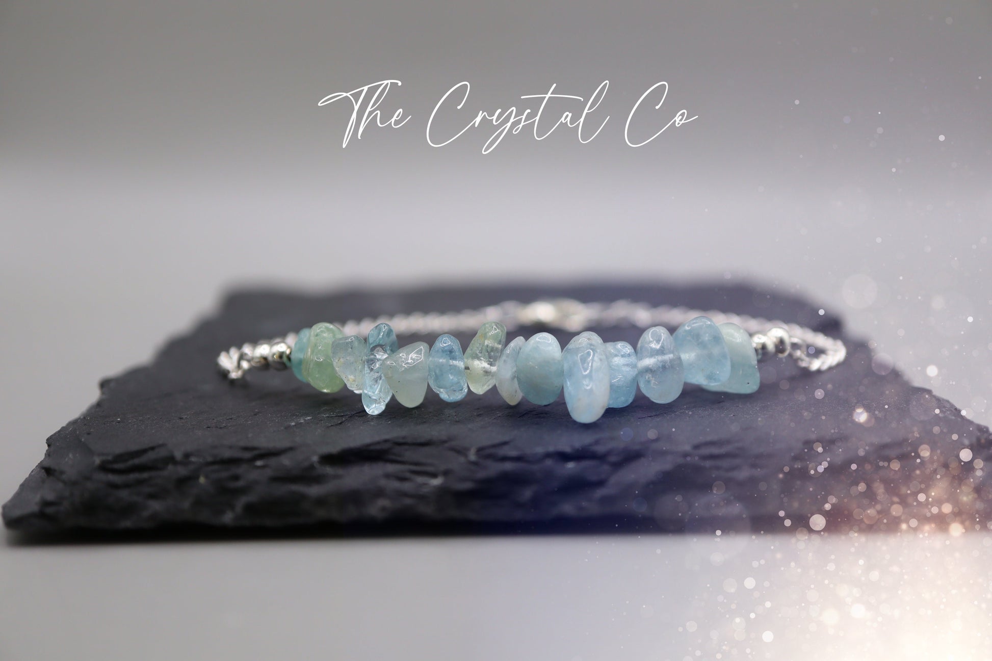 Beautiful handmade Aquamarine Chip Bracelet -With Silver Plated Findings - March Birthstone