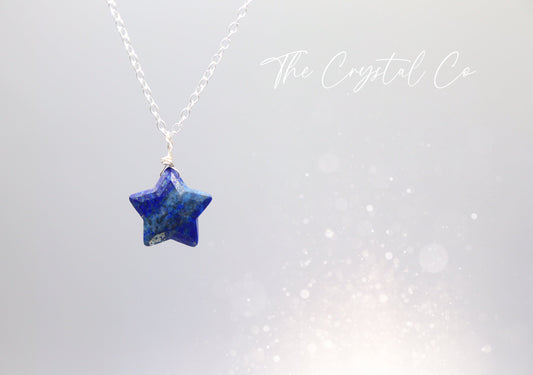 Dainty and Minimal, Natural Lapis Lazuli Star Pendant on a 925 sterling silver chain - For leadership & expression