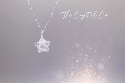 Dainty and Minimal, Natural Clear Quartz Star Pendant on a 925 sterling silver chain - For healing & mental clarity