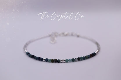 Dainty, Beautiful and handmade Natural Crystal Blue Tourmaline Stacking Bracelet - for tranquillity - October Birth Stone