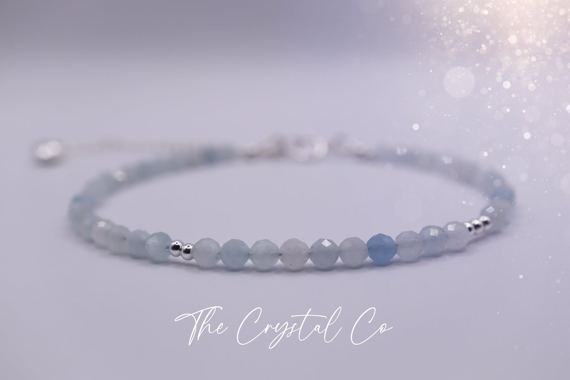 Dainty, Beautiful and handmade Natural Crystal Aquamarine Stacking Bracelet - for communication & courage - March Birth Stone