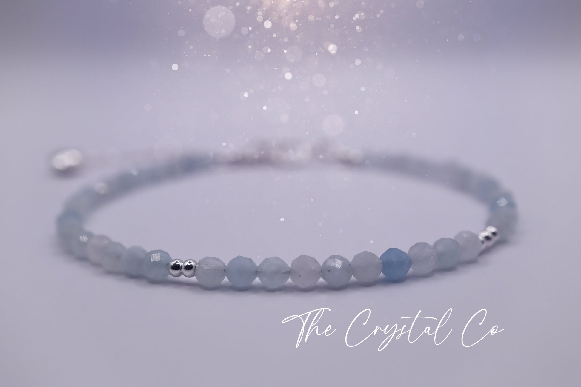 Dainty, Beautiful and handmade Natural Crystal Aquamarine Stacking Bracelet - for communication & courage - March Birth Stone