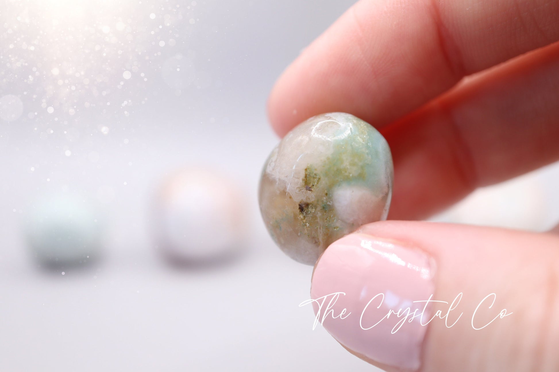 Beautiful Green Flower Agate Medium sized tumbles, Pocket Crystal, Crystal Gifts