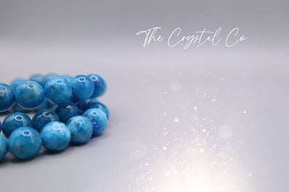 Beautiful Natural Crystal Apatite Beaded Bracelet Approximate size: 9mm beads on strong elastic beading string. This listing is for one bracelet chosen at random. Will come in a little gift bag. Suitable for meditation, special occasions and gifts.