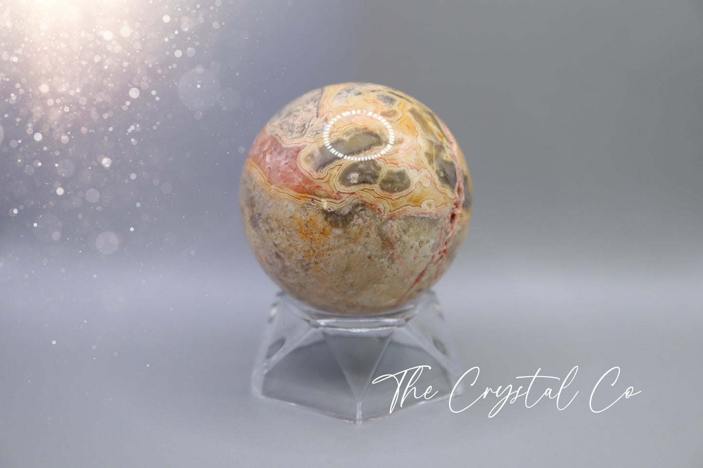 Beautiful, Natural Crazy Lace Agate Large Sphere - Crystal Carving For optimism & calmness