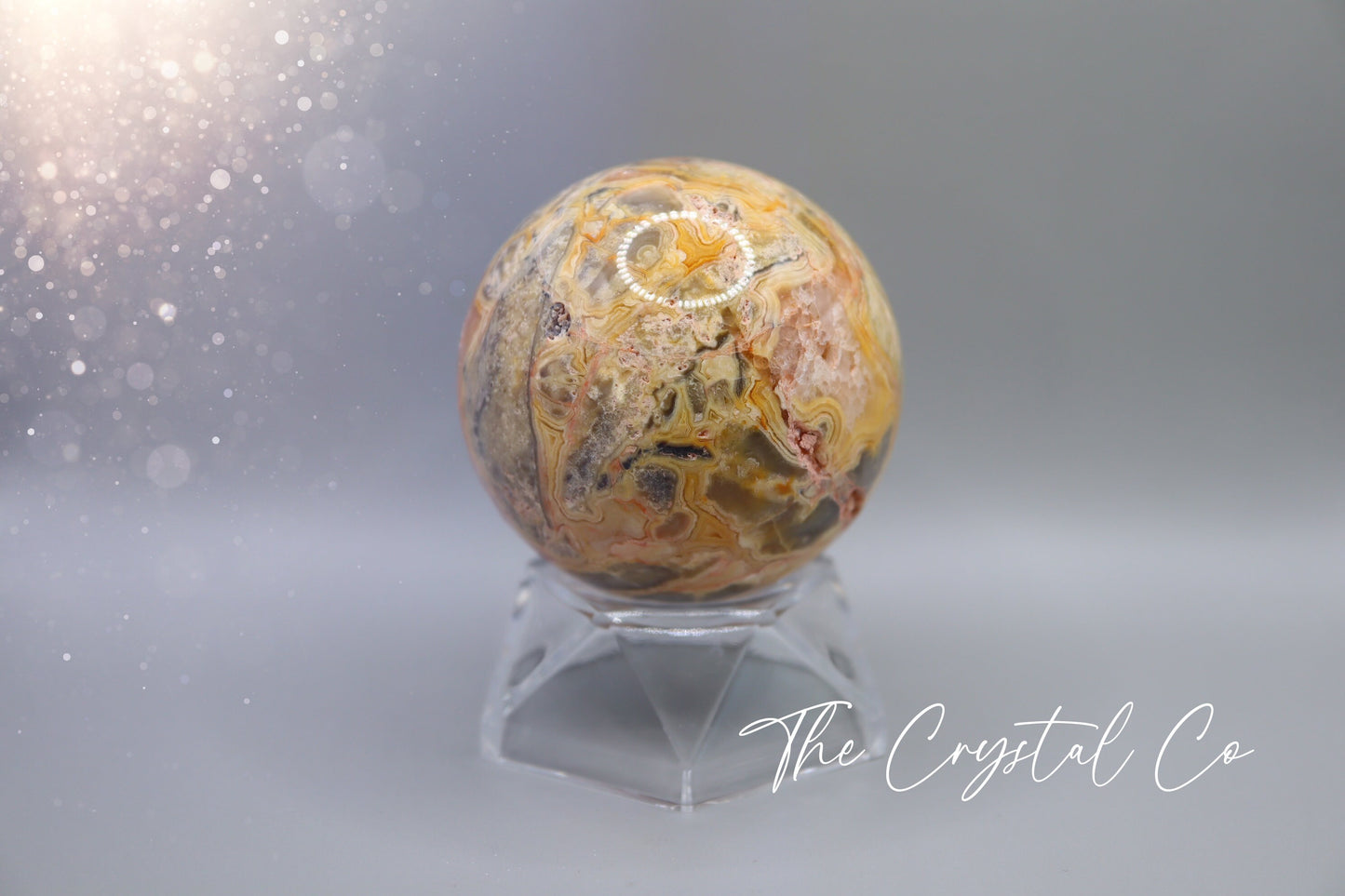 Beautiful, Natural Crazy Lace Agate Large Sphere - Crystal Carving For optimism & calmness