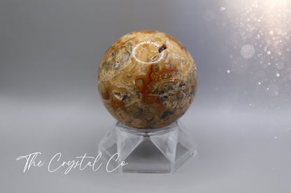 Beautiful, Natural Crazy Lace Agate Large Sphere - Crystal Carving For optimism & calmness